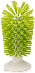Brush-Up Glass Brush with Suction Cup Upright Stays in Sink Bristle Scrub Kitchen Bottle Cleaning Washing (Green)