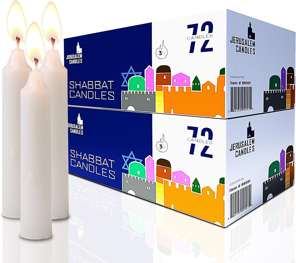 Shabbat Candles - Traditional Shabbos Candles - 3 Hour - 2-Pack X 72 Candles, (144 Candles)